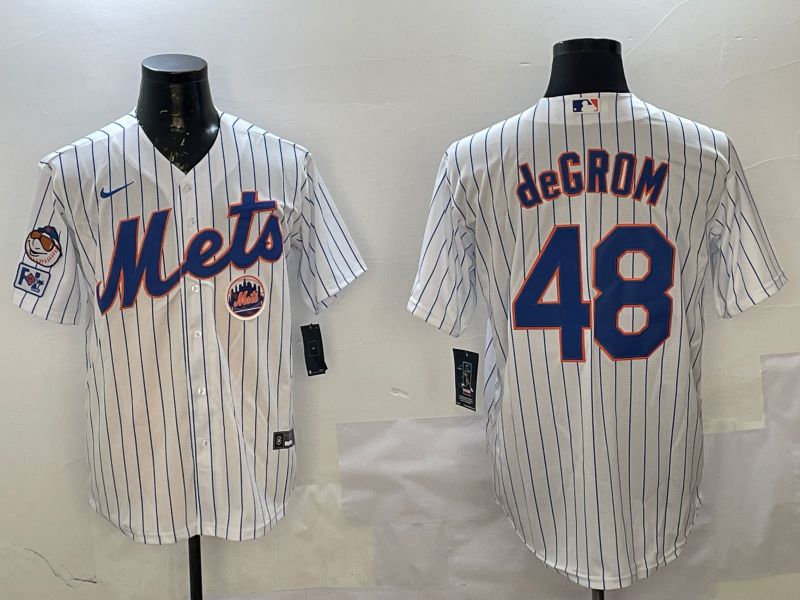 Men New York Mets #48 Degrom White Stripe Game 2025 Nike MLB Jersey style 4